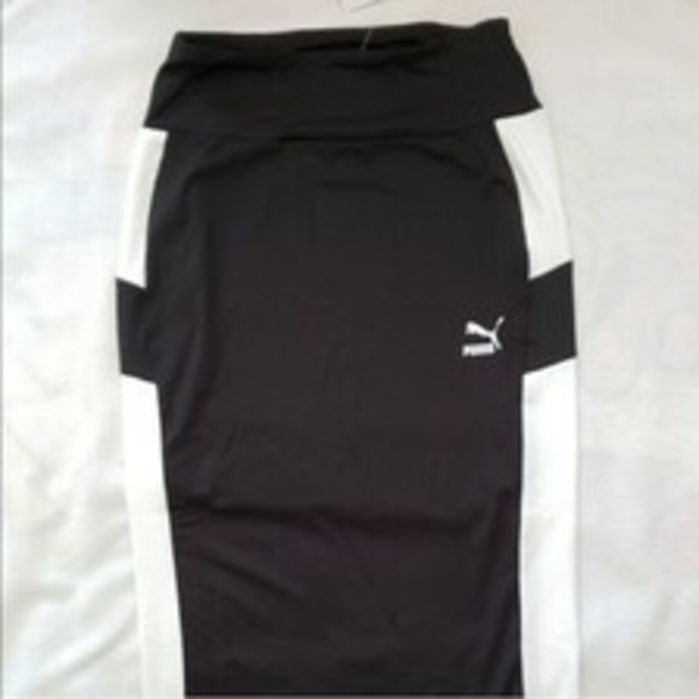 Puma Black and White Knee-Length Pencil Skirt